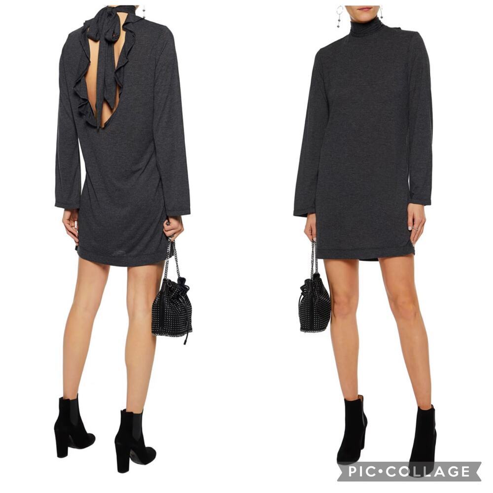 NEW IRO Cassy Open-back Black Mini Bell Cuffs Concert Party Dress Size Large